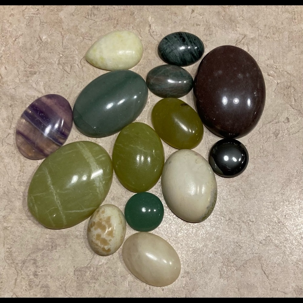 14 polished semi precious stones make jewelry